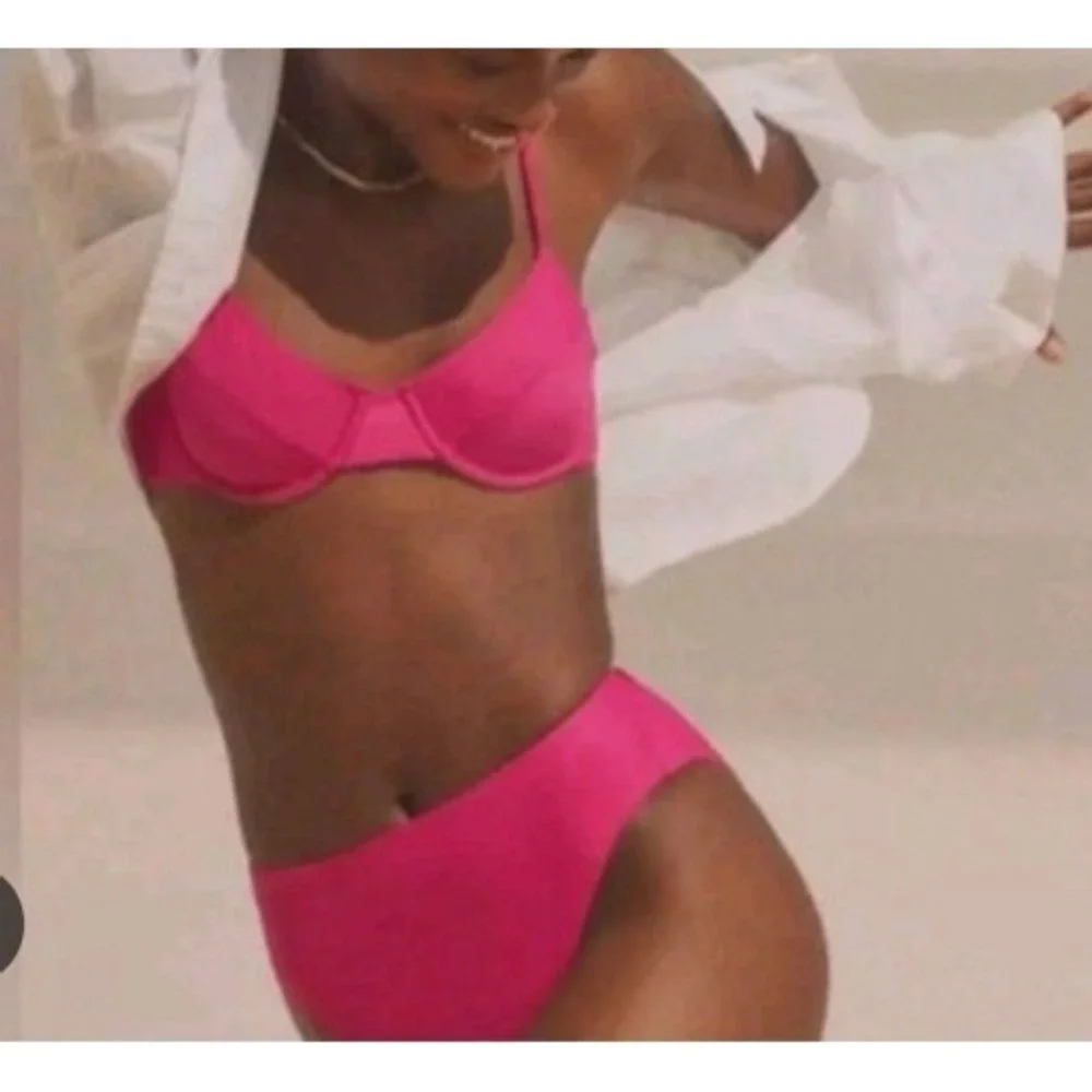 J.Crew High-Waisted High Cut Bikini Bottoms Hot Pink Size XX-Small